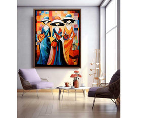 Three Lady With Purse Modern Art Painting