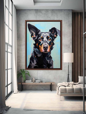 Modern Black Dog Painting
