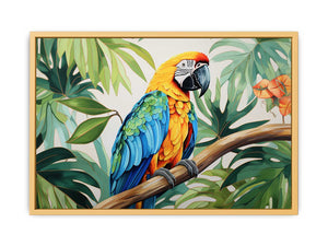 Modern Tropical Parrot Streched canvas
