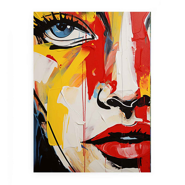 Modern Red Yellow Face Art Painting 