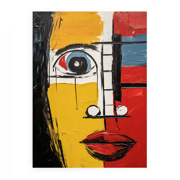Modern Blue Red Face Art Painting 