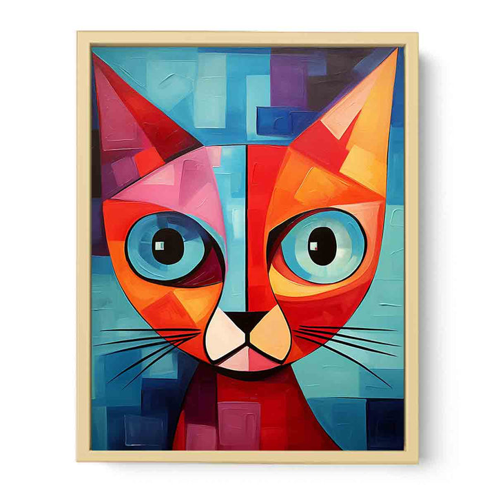 Modern Red Cat Art Painting Framed Print