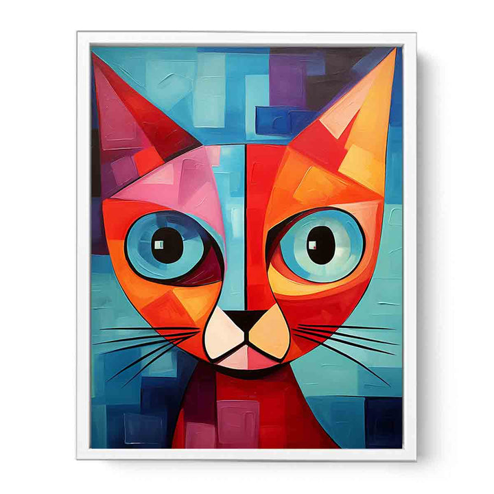 Modern Red Cat Art Painting Canvas Print