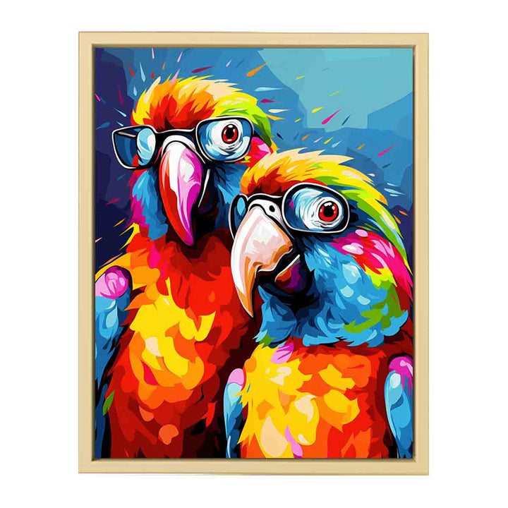 Two Parrot Modern Art Painting Framed Print