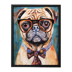 Modern Pug Dog with Glasses Canvas Print
