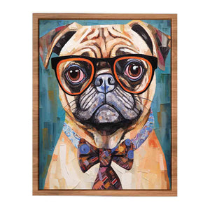 Modern Pug Dog with Glasses Poster