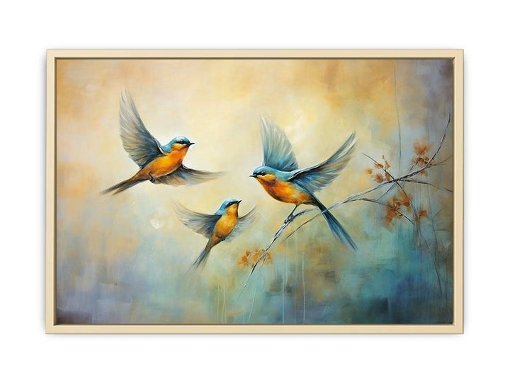 Three Bird Modern Art Painting Framed Print