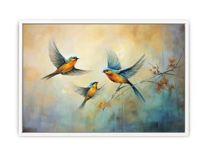 Three Bird Modern Art Painting Canvas Print