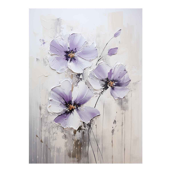 Flower Art Purple Grey Painting  