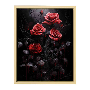 Red Black Roses Streched canvas