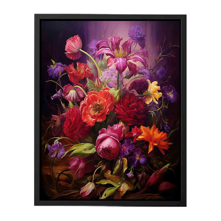 Purple And Red Flowers Painting 
