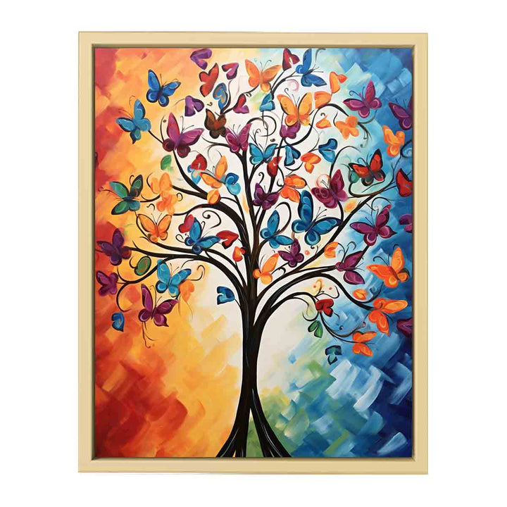 Buterfuly Tree Modern Art Framed Print