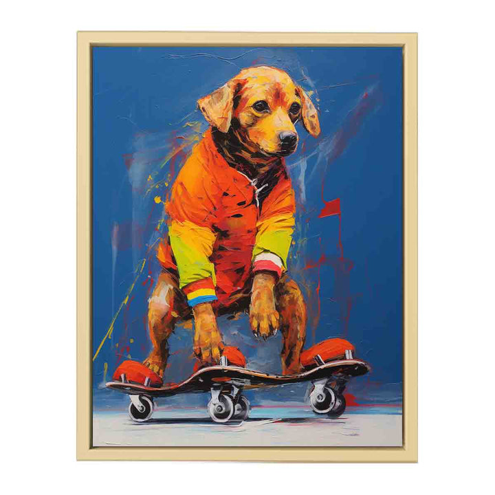Dog Skating Modern Art Framed Print