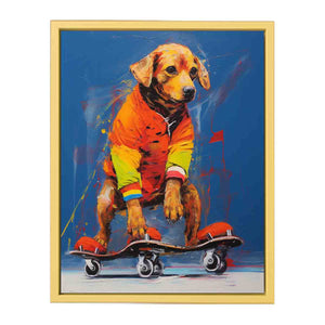 Dog Skating Modern Art Streched canvas