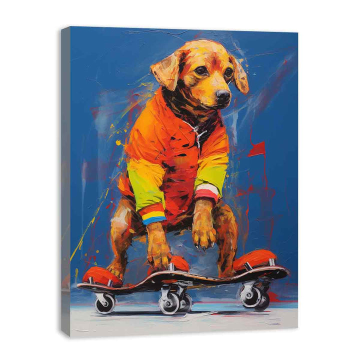Dog Skating Modern Art 