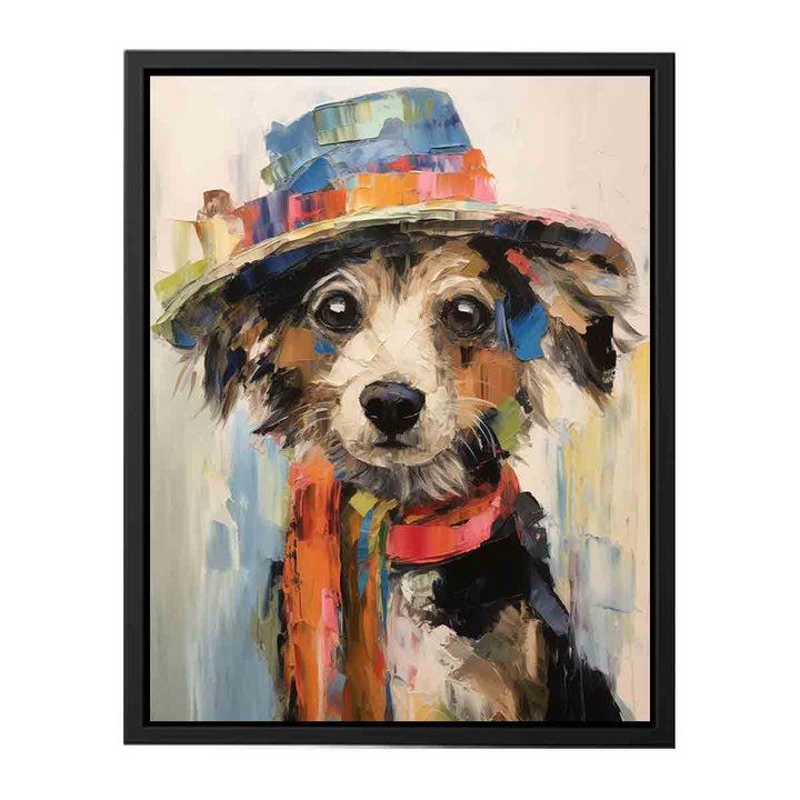 Dog Wearing Hat Modern Art 
