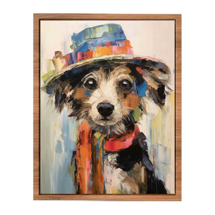 Dog Wearing Hat Modern Art  Painting