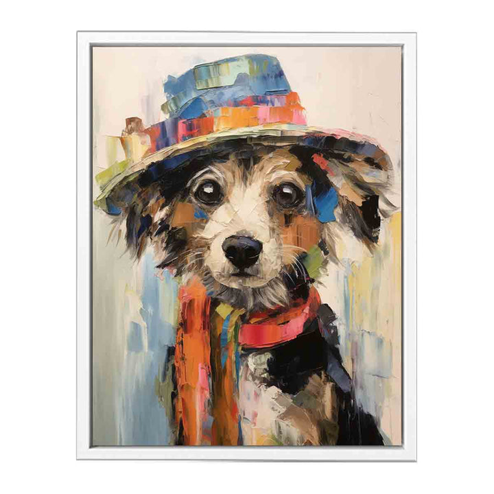 Dog Wearing Hat Modern Art Canvas Print