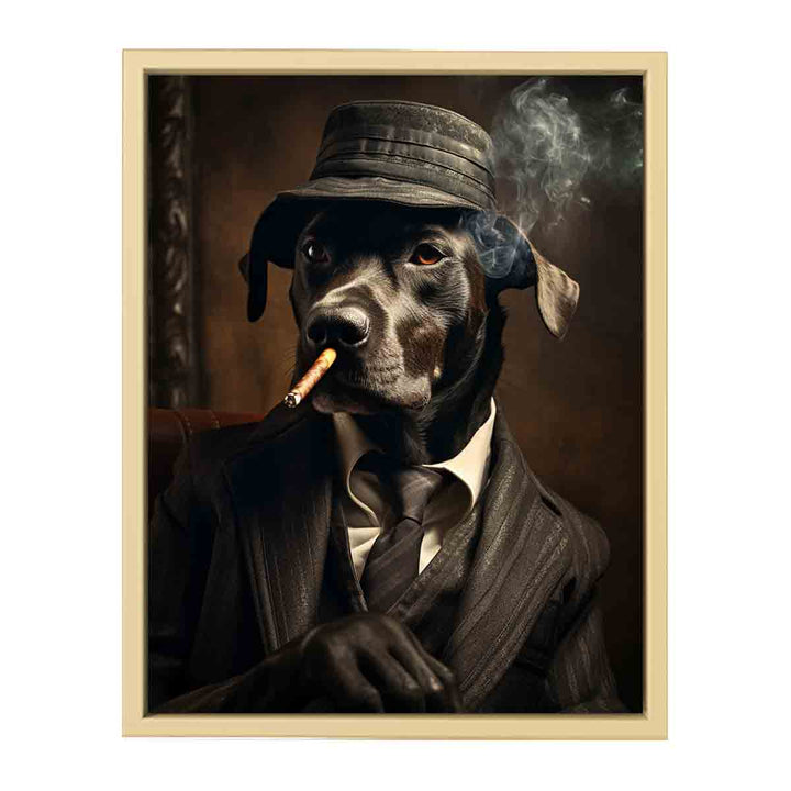 Black Dog Smoking Art Framed Print