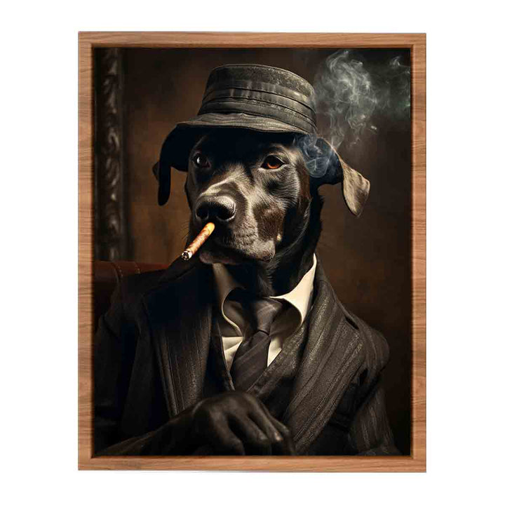 Black Dog Smoking Art Painting