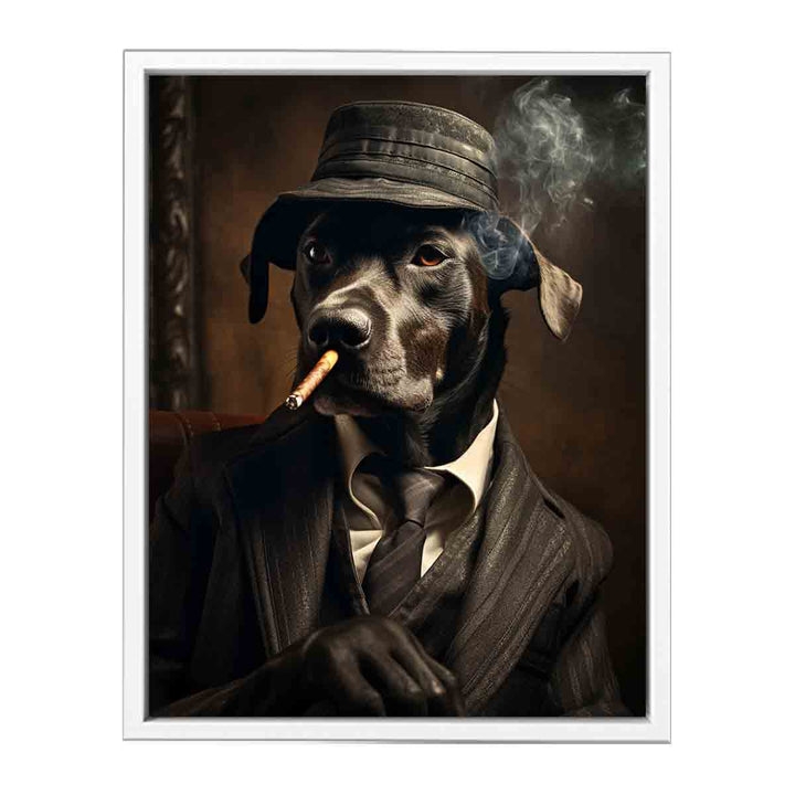 Black Dog Smoking Art Canvas Print