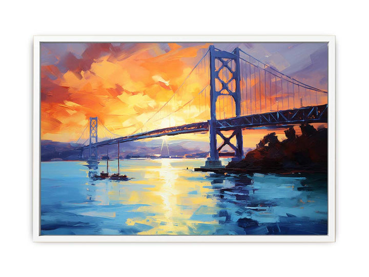 Modern Bridge Tower Art Painting Canvas Print
