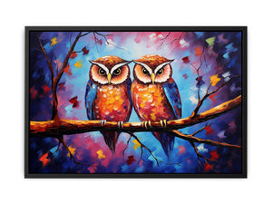 Two Owl Modern Art Painting Canvas Print