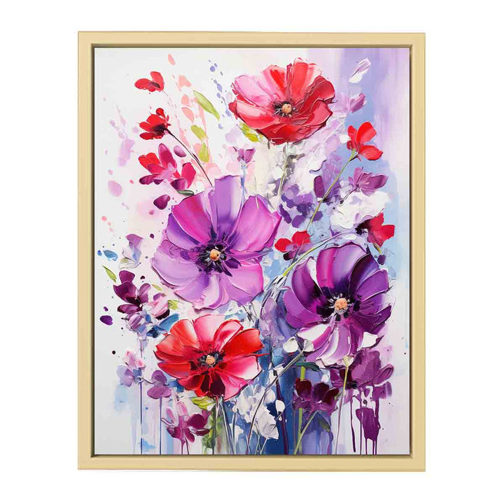 Flowers Painting On Canvas Framed Print