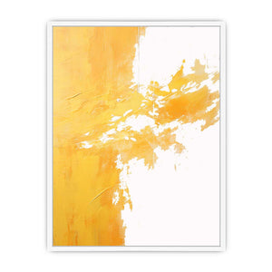 Yellow abstract brushstroke canvas art for modern living room decor.