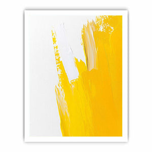Minimal yellow brushstroke canvas art for bright bedroom wall decor.