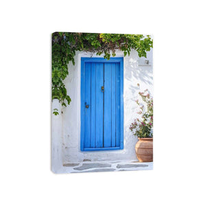 Blue Mediterranean door photograph for fresh coastal entryway decor.