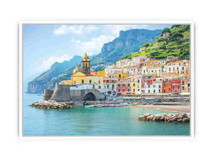 Mediterranean Amalfi coast canvas print for elegant living room decor.