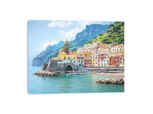 Mediterranean Amalfi coast canvas print for elegant living room decor.