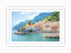 Mediterranean Amalfi coast canvas print for elegant living room decor.