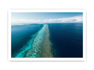 Long turquoise reef ocean canvas for modern coastal wall decor.