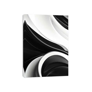 Black and white abstract canvas art for sleek modern living room decor.