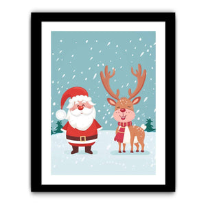 Santa & Reindeer Art Print