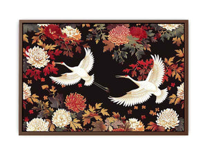 Flying Crane Birds Poster