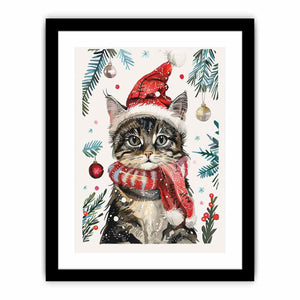 Festive Cat Art Print