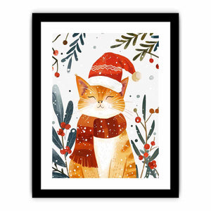 Festive Cat Art Print