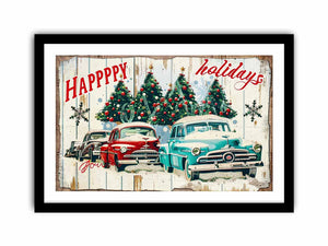 Happy Holidays Vinatge Art Art Print