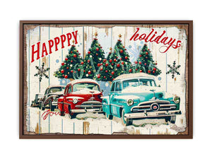 Happy Holidays Vinatge Art Poster
