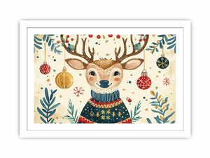 Festive Deer Streched canvas