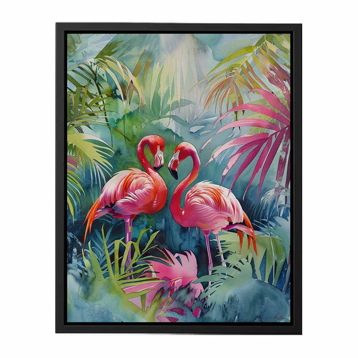 Flamingo Pair Painting  canvas Print