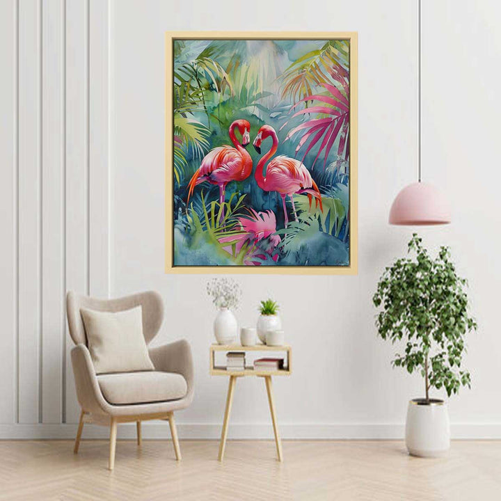 Flamingo Pair Painting Art Print