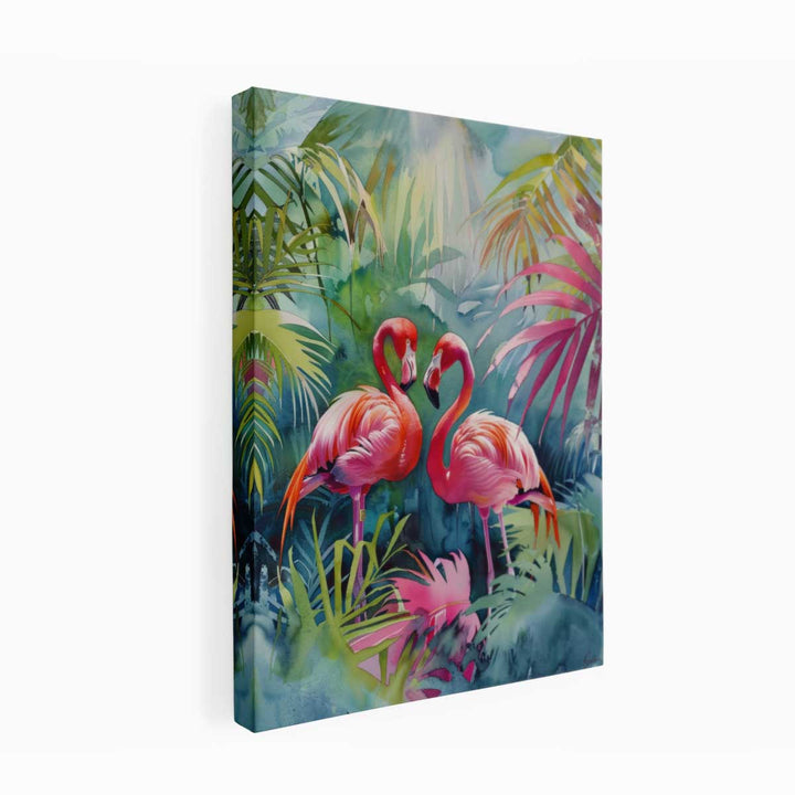 Flamingo Pair Painting  canvas Print