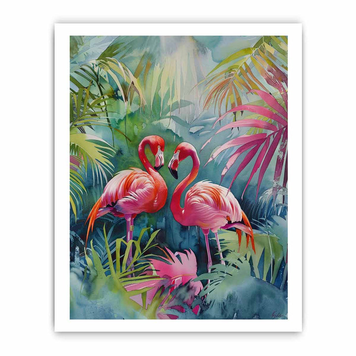 Flamingo Pair Painting framed Print