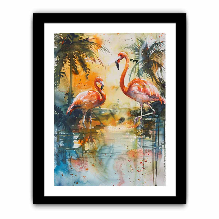 Flamingo Couple  framed Print