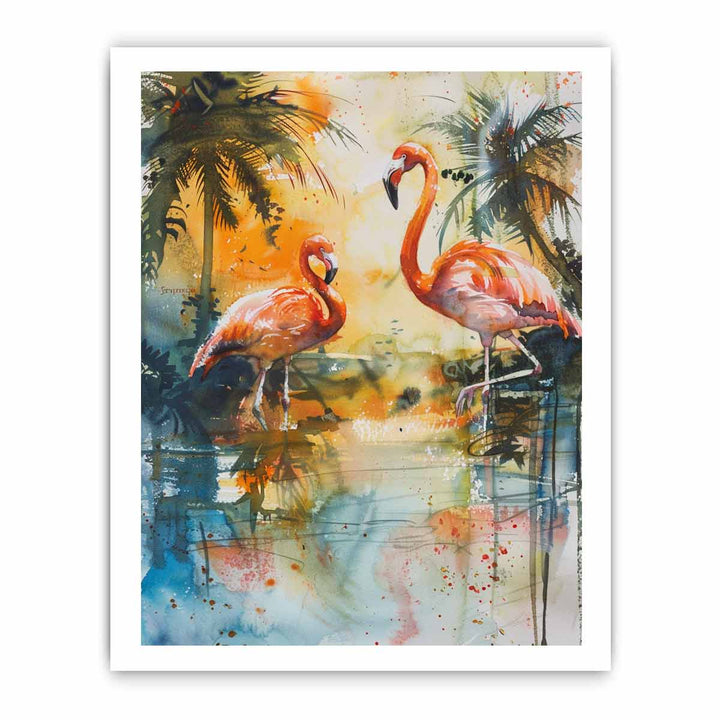 Flamingo Couple  framed Print