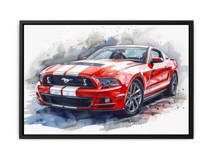 Ford Mustang Watercolor Painting canvas Print